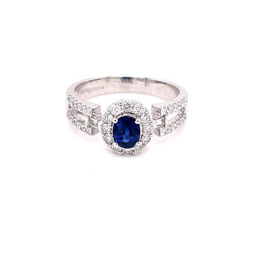 Sapphire and Diamond Cluster Style Ring  Gardiner Brothers   