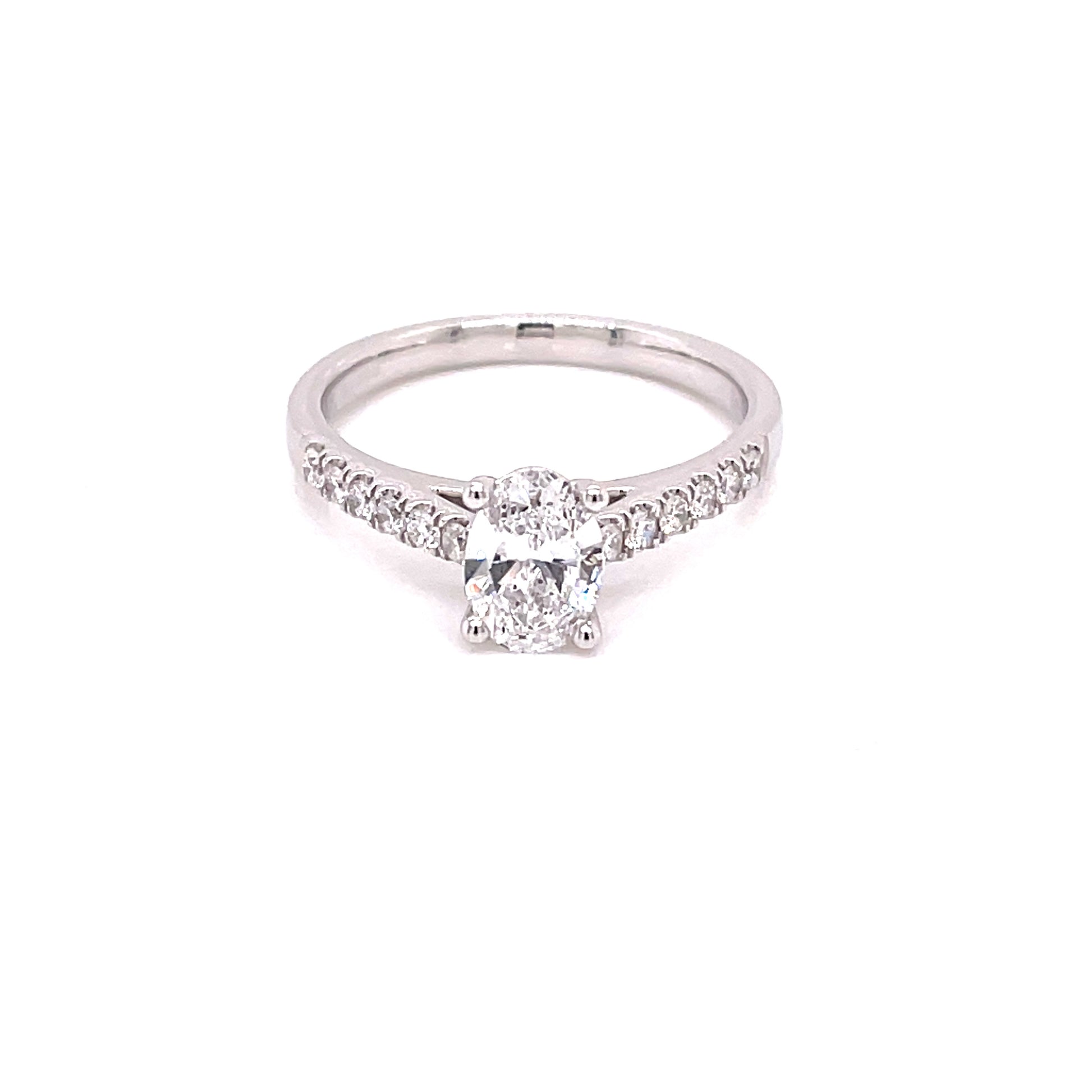 Oval Shaped Diamond Solitaire with Diamond set Shoulders ring - 0.95cts  Gardiner Brothers   