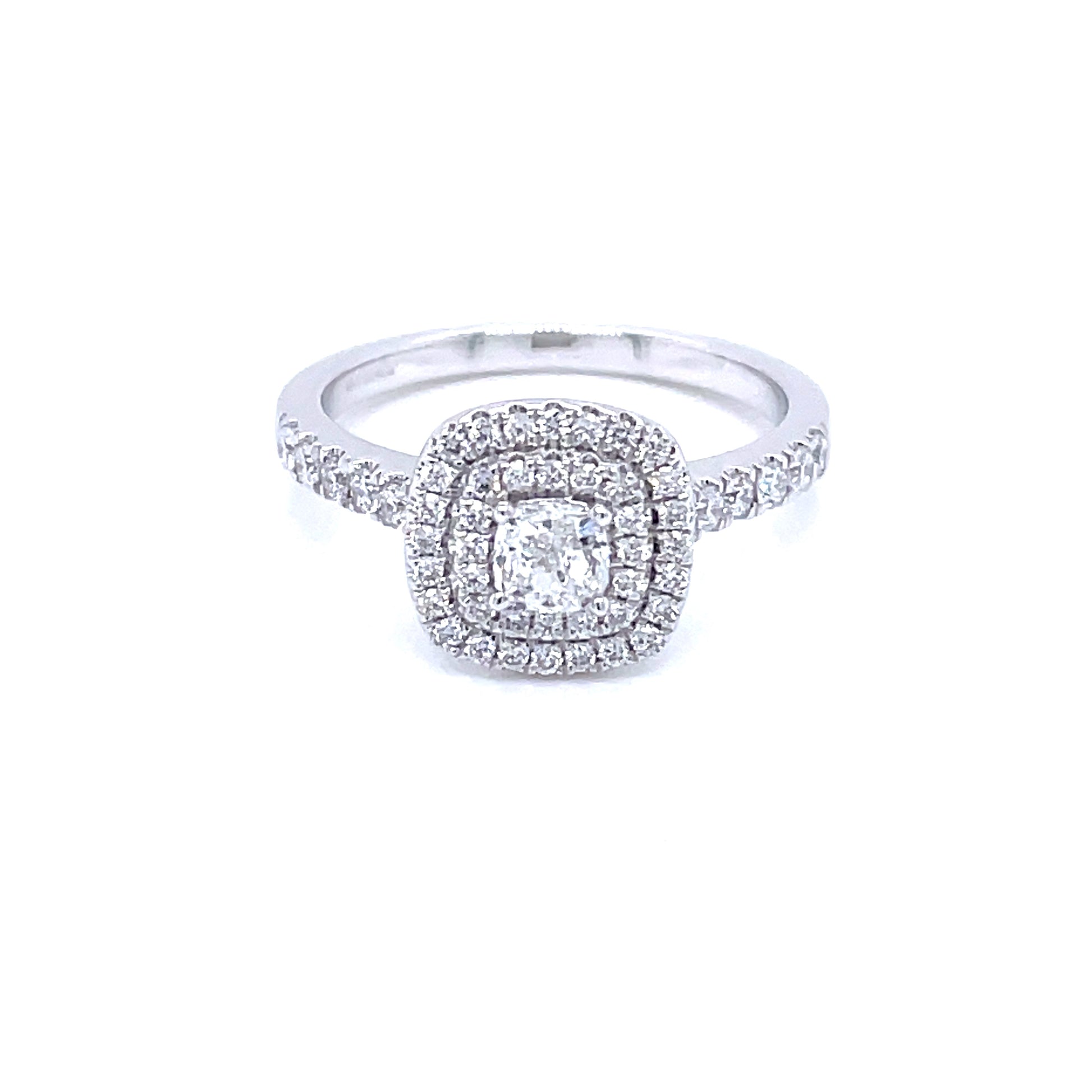 Cushion Shaped Double Halo Style Diamond Ring - 0.75cts  Gardiner Brothers   