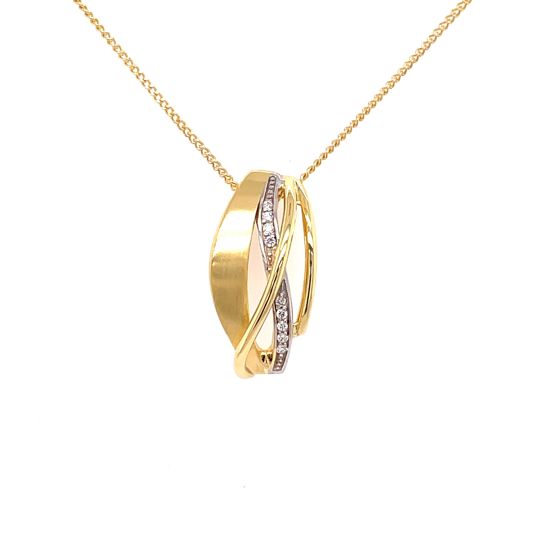 Yellow Gold and Diamond Swirl Style Pendant  Gardiner Brothers   