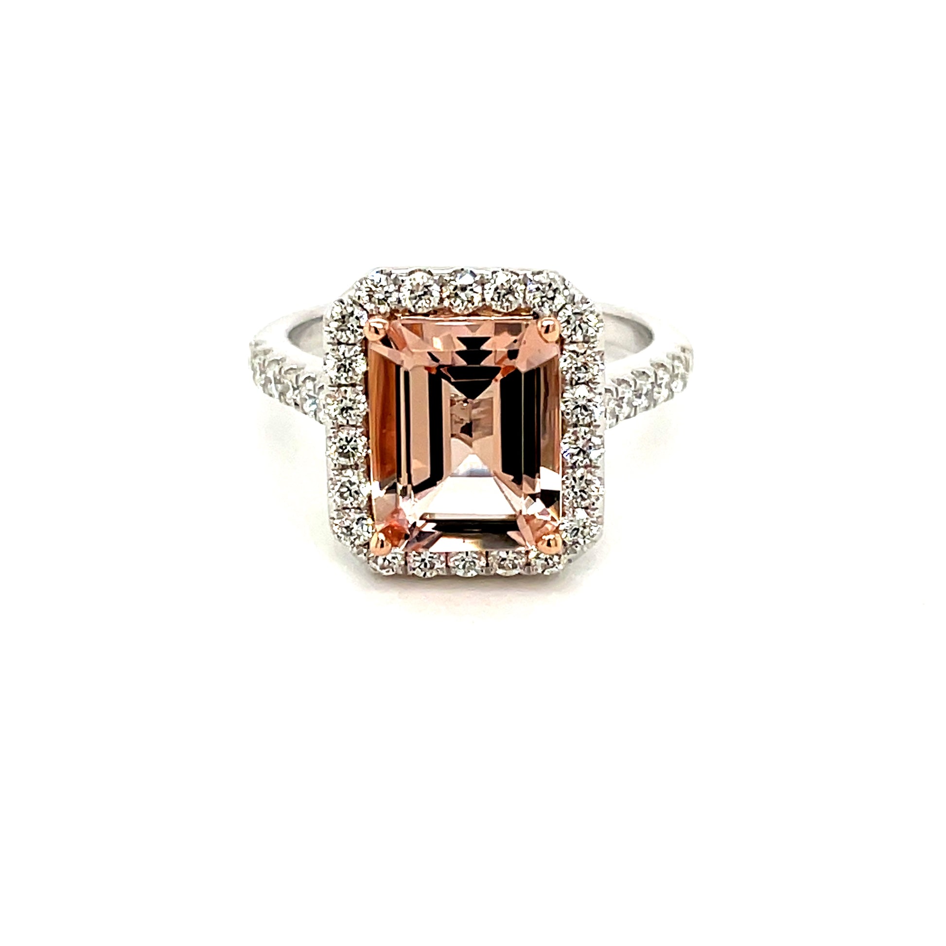 Morganite and Diamond Halo Style Ring  Gardiner Brothers   