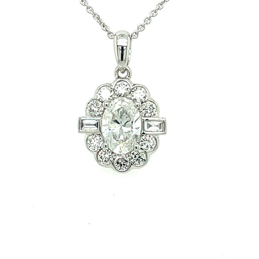 Oval Shaped Diamond Cluster Style Pendant - 1.12cts  Gardiner Brothers   
