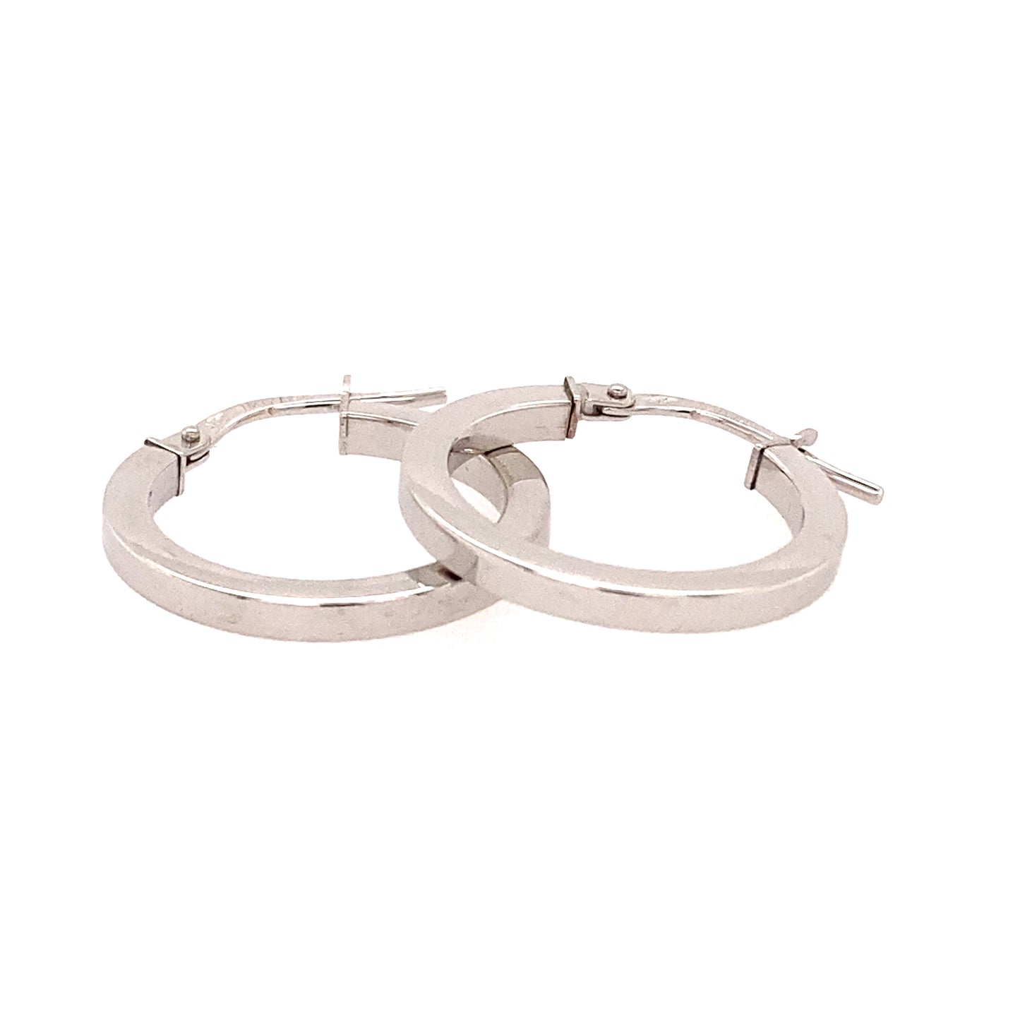 White Gold Round Creole Style Earrings  Gardiner Brothers   