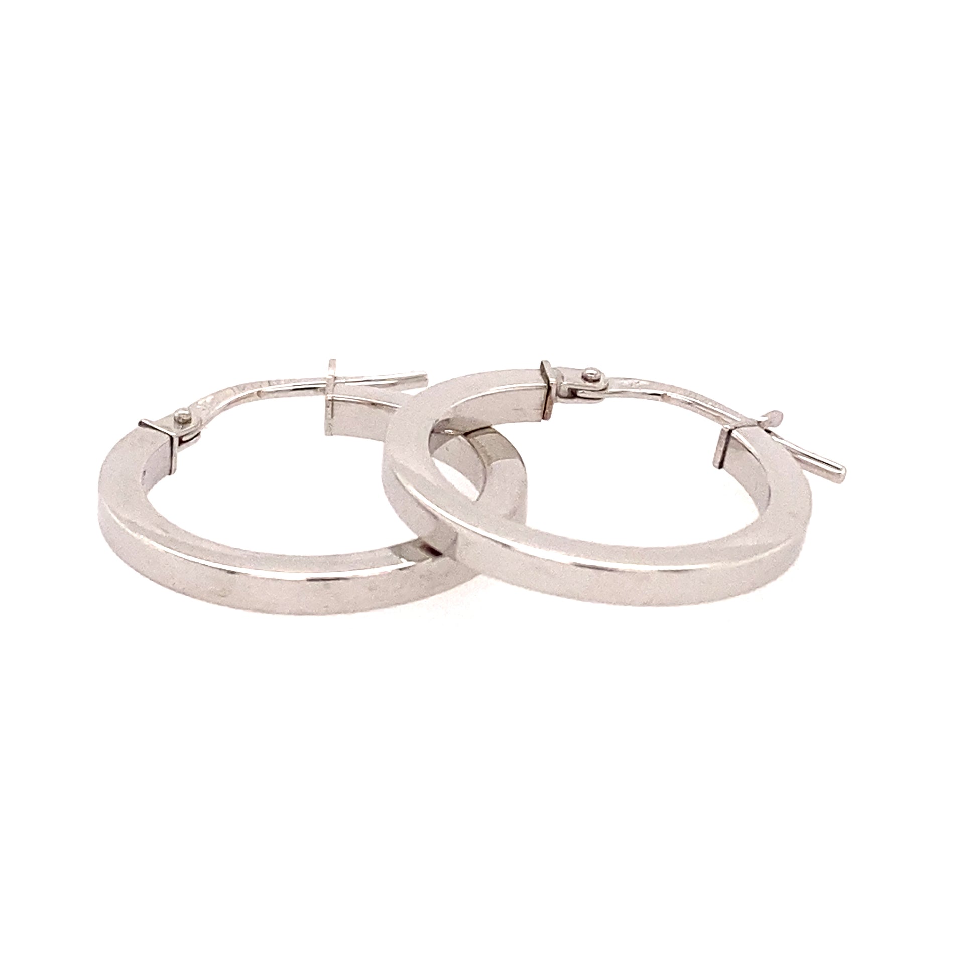 White Gold Round Creole Style Earrings  Gardiner Brothers   