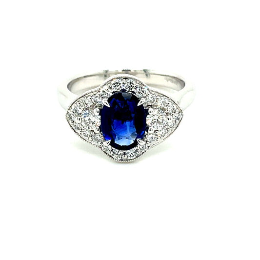 Sapphire and Diamond Vintage Style Cluster Ring  Gardiner Brothers   