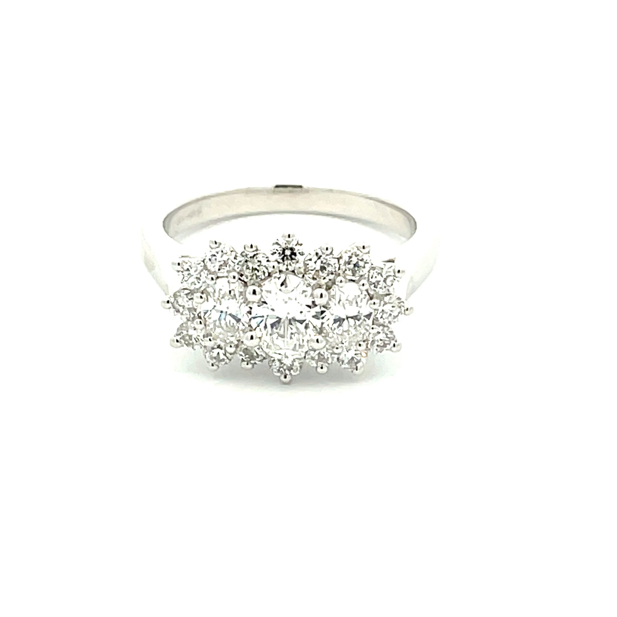 Platinum 3 Oval Shaped Diamond Cluster Style Ring - 1.35cts – Gardiner ...