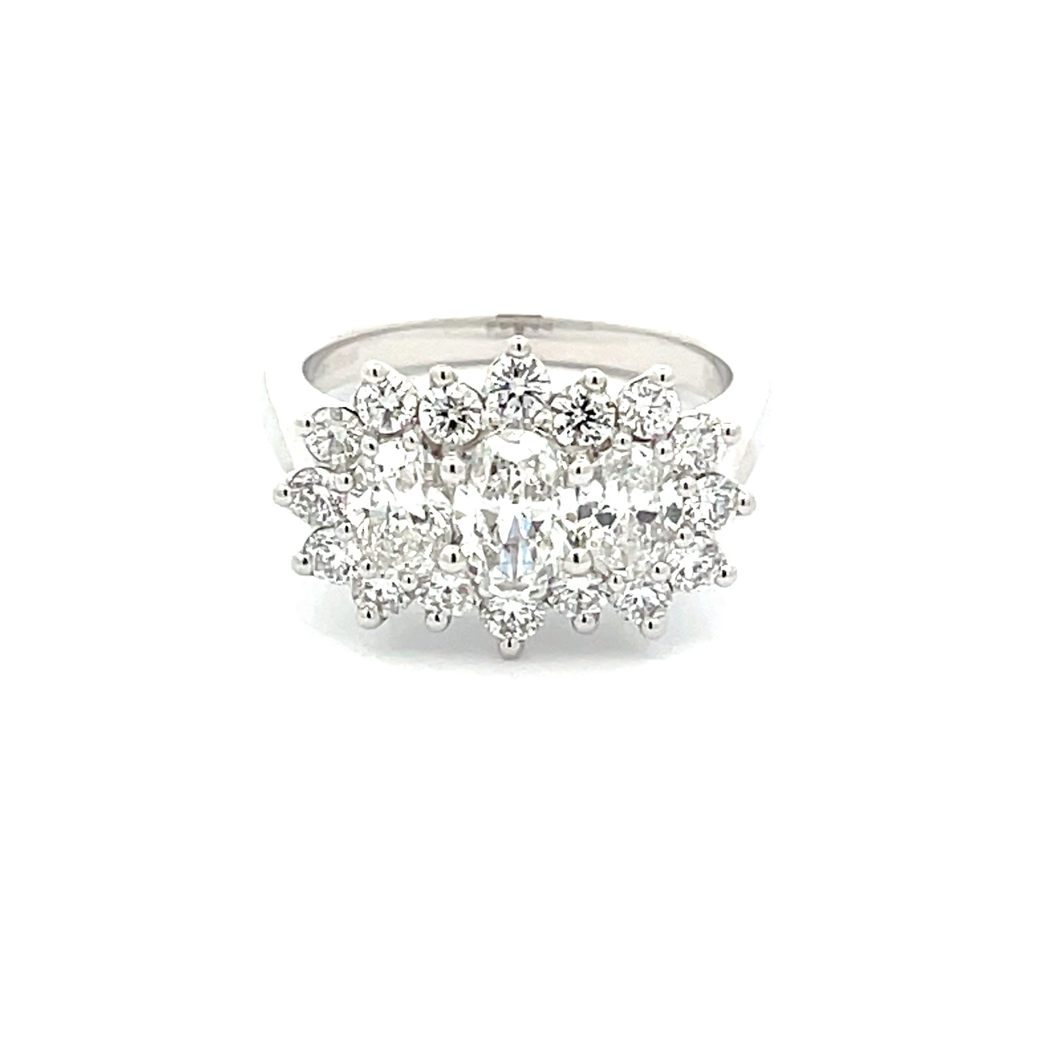 Platinum 3 Oval Shaped Diamond Cluster Style Ring - 1.82cts – Gardiner ...
