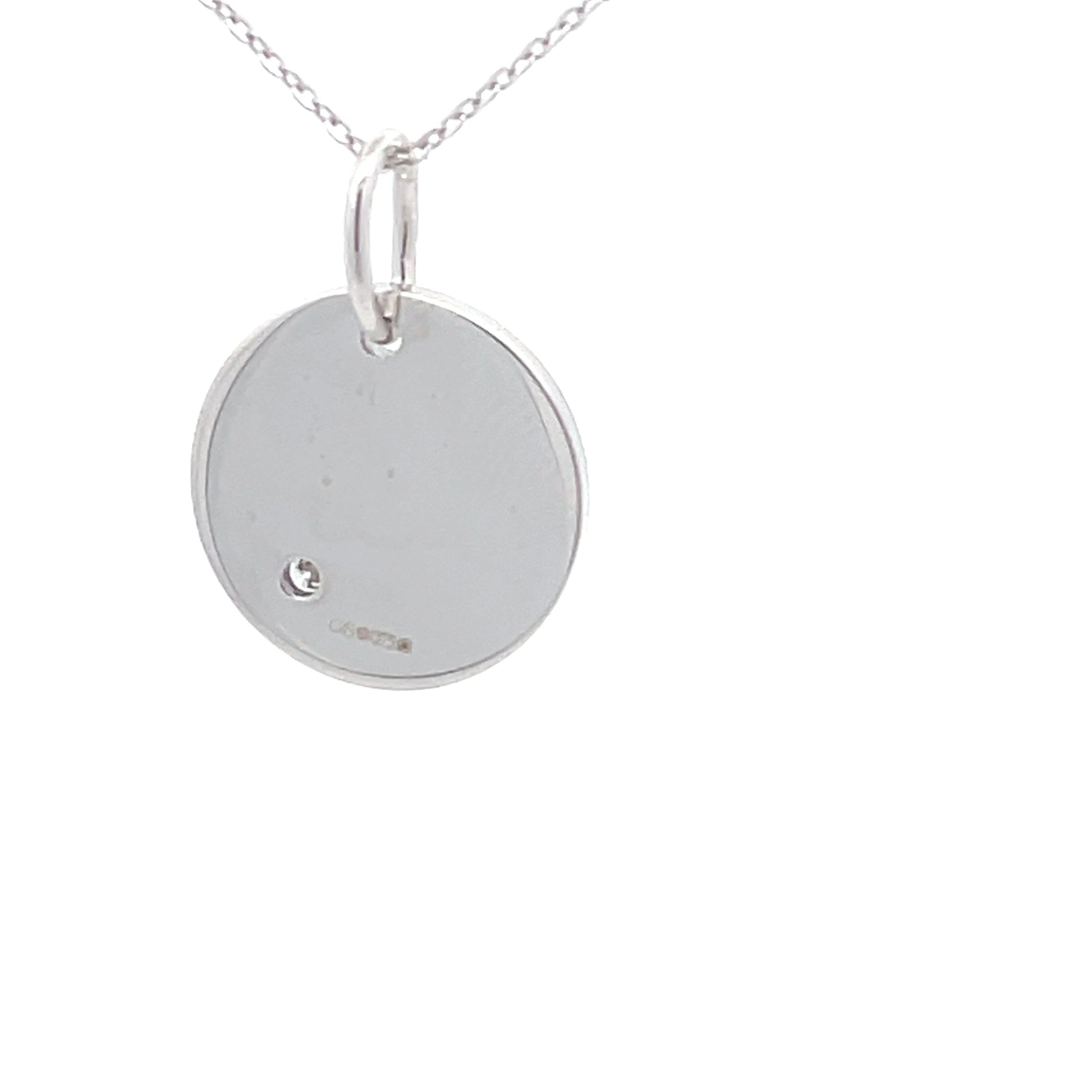 White Gold Round Disc Set With a Round Brilliant Cut Diamond  Gardiner Brothers   