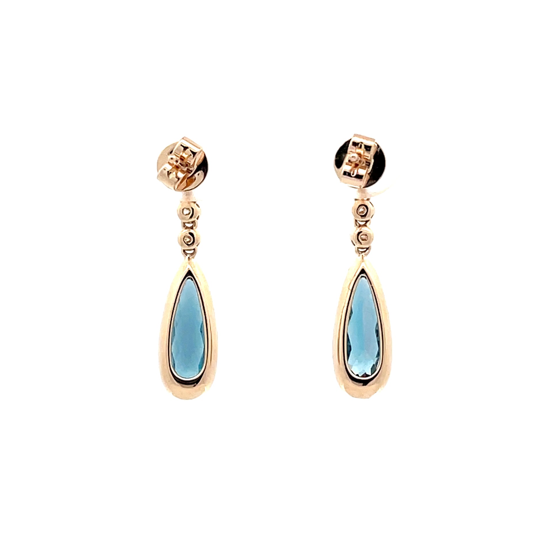 Yellow Gold London Blue Topaz Drop Earrings  Gardiner Brothers   