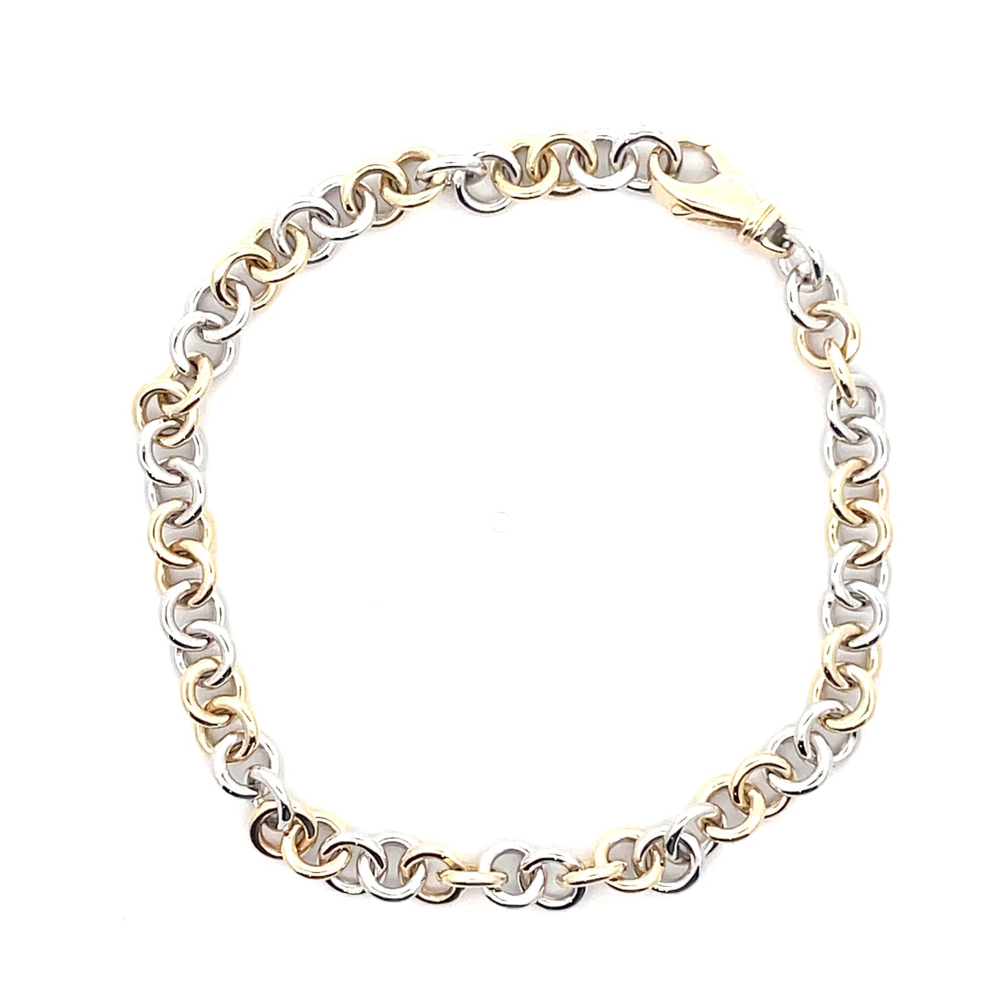 Yellow and White Gold Circular Link Bracelet  Gardiner Brothers   
