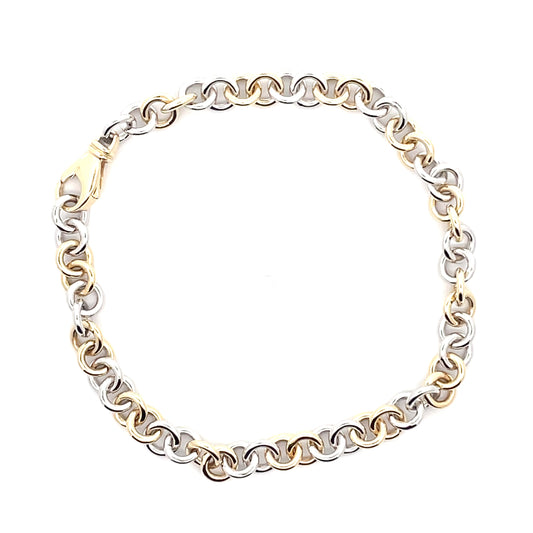 Yellow and White Gold Circular Link Bracelet  Gardiner Brothers   