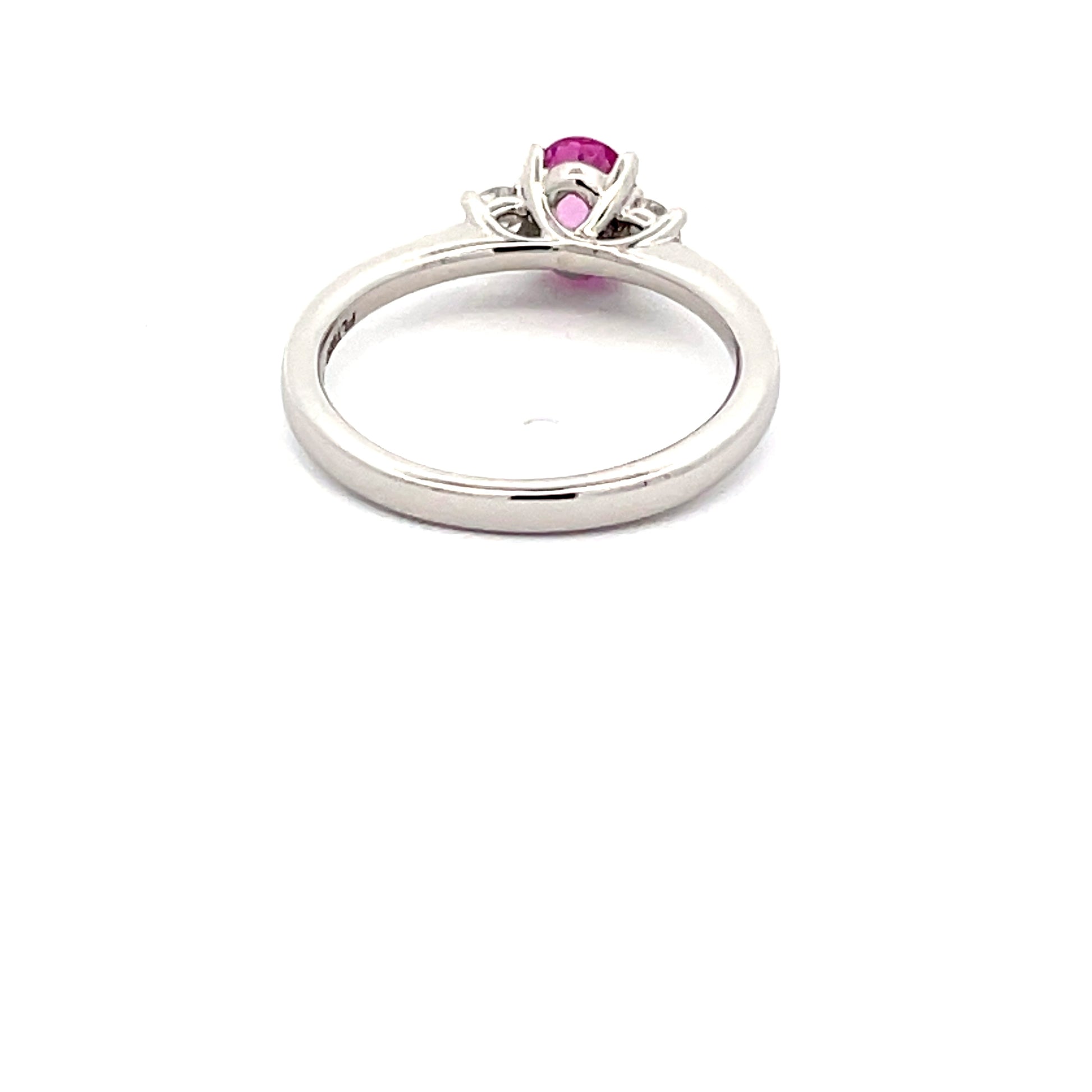 Pink Sapphire and Round Brilliant Cut Diamond 3 Stone Ring  Gardiner Brothers   