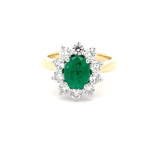 EMERALD AND DIAMOND CLUSTER RING  Gardiner Brothers   