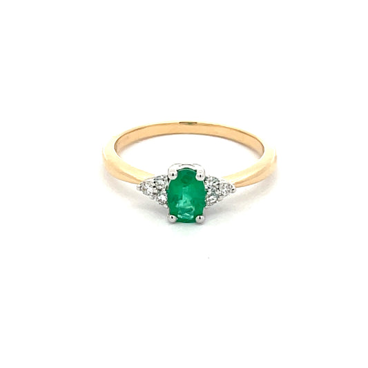 Emerald and Round brilliant Cut Diamond Ring  Gardiner Brothers   