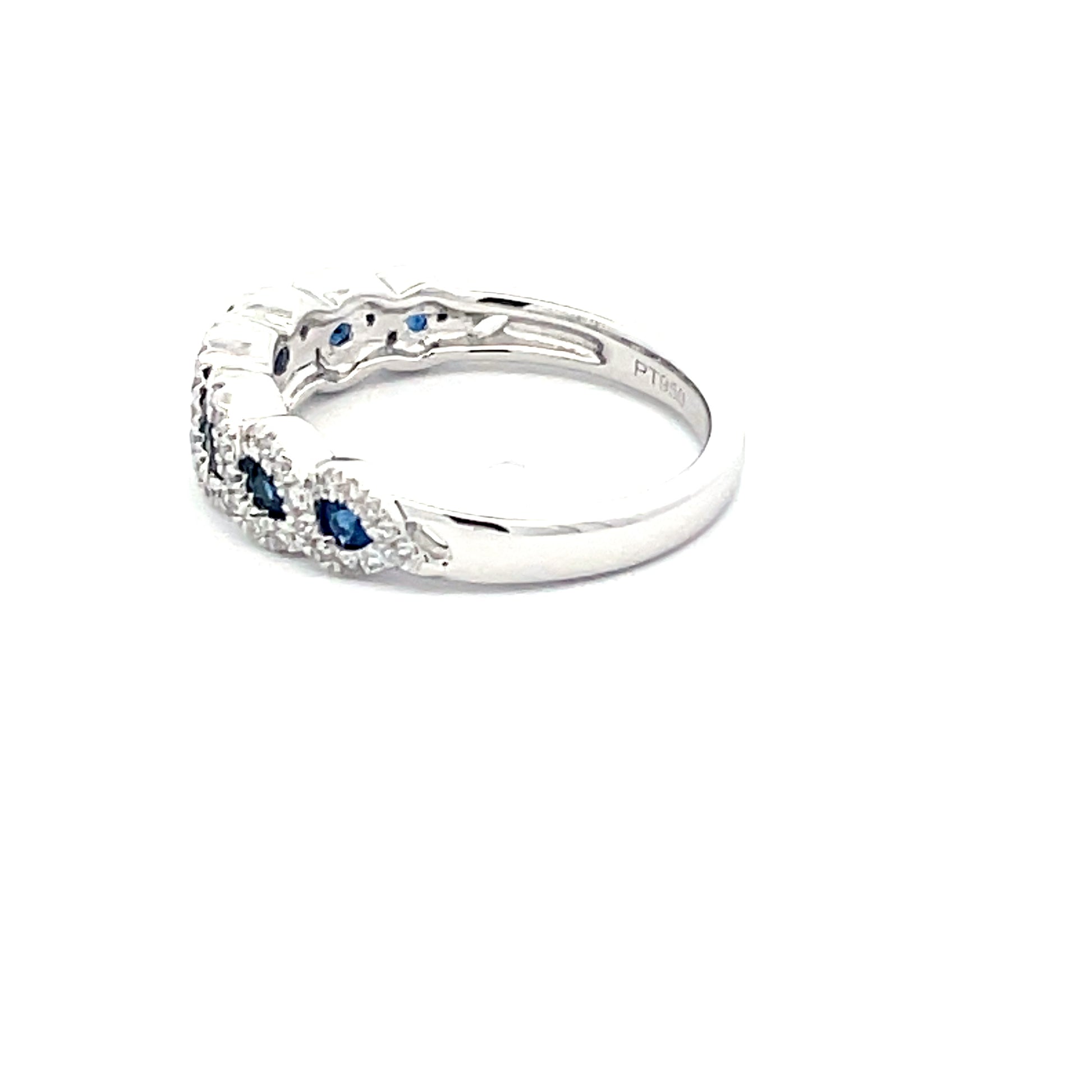 Sapphire and Round Brilliant Cut Diamond Halo Style Dress Ring  Gardiner Brothers   