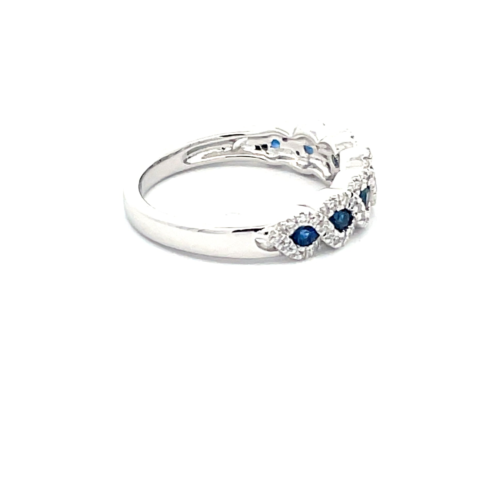 Sapphire and Round Brilliant Cut Diamond Halo Style Dress Ring  Gardiner Brothers   