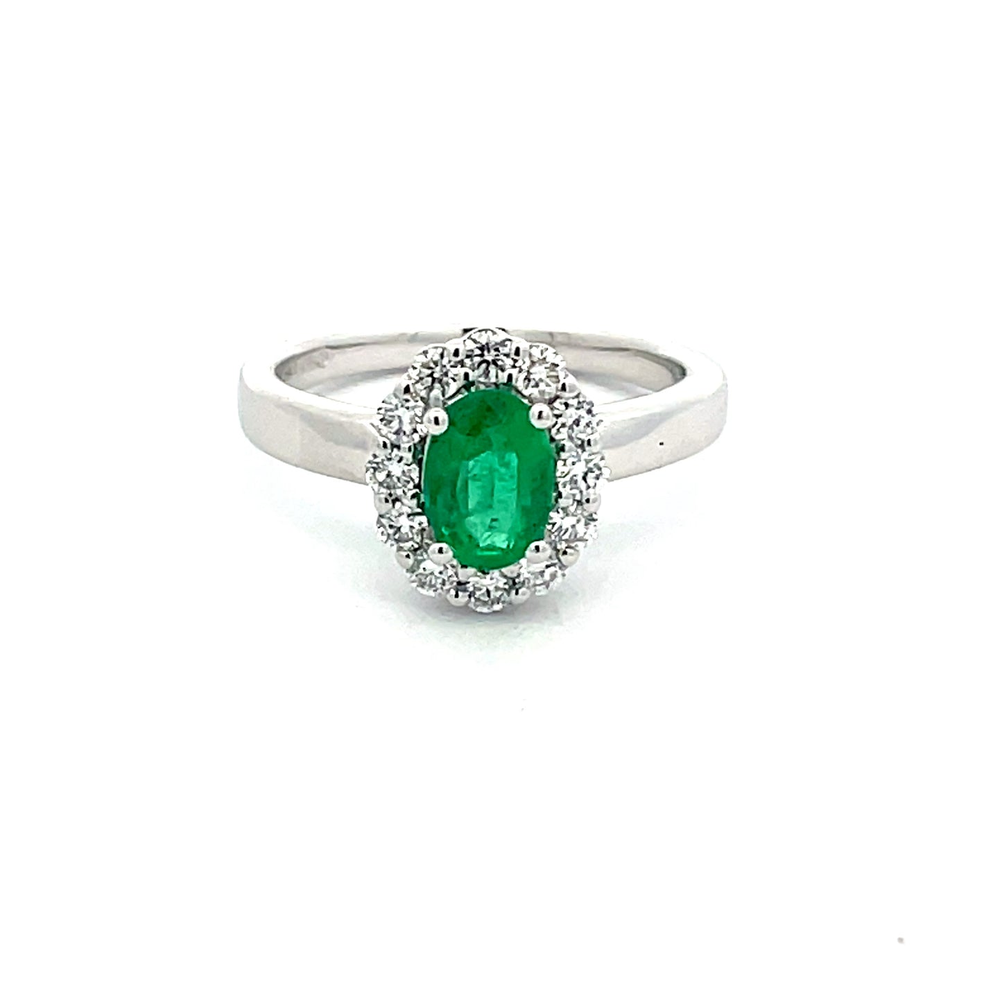 Emerald and Round Brilliant Cut Diamond Cluster Ring  Gardiner Brothers   