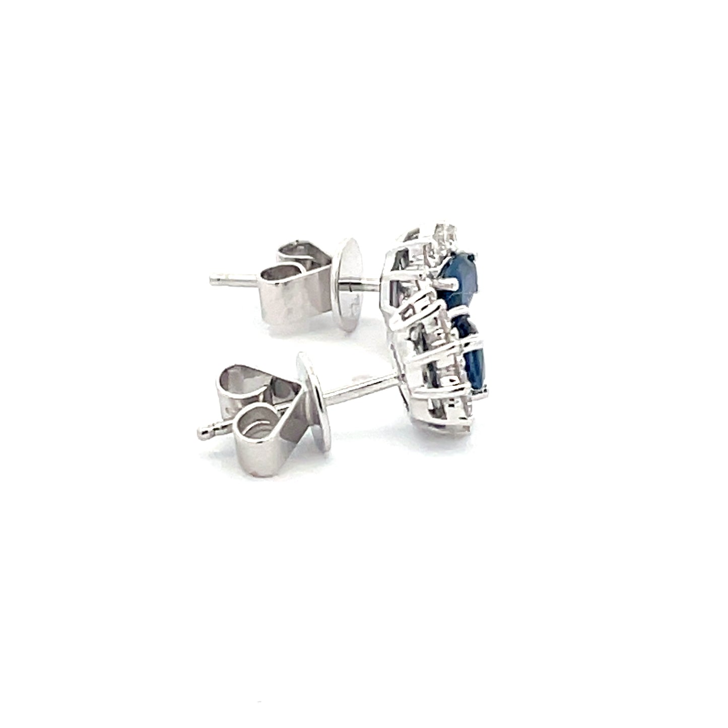 SAPPHIRE AND ROUND BRILLIANT CUT DIAMOND CLUSTER STYLE EARRINGS  Gardiner Brothers   