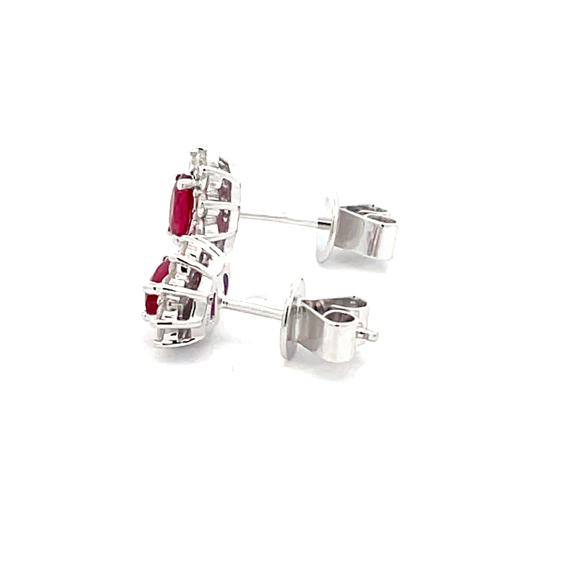 Ruby AND ROUND BRILLIANT CUT DIAMOND CLUSTER STYLE EARRINGS  Gardiner Brothers   