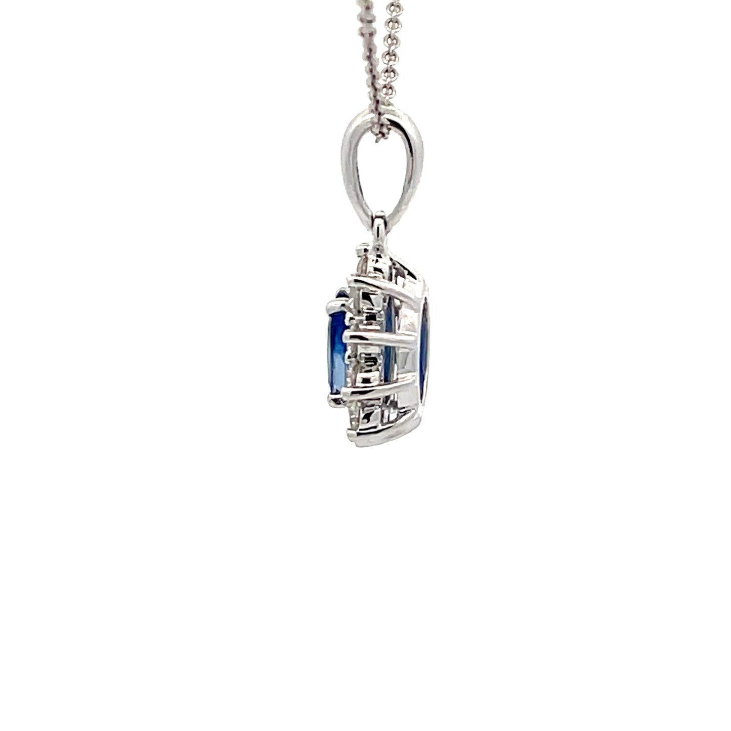 Sapphire and round brilliant cut diamond cluster style pendant  Gardiner Brothers   