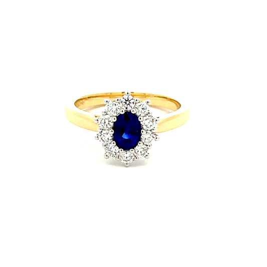 Sapphire and round Brilliant cut Diamond Cluster Ring  Gardiner Brothers   