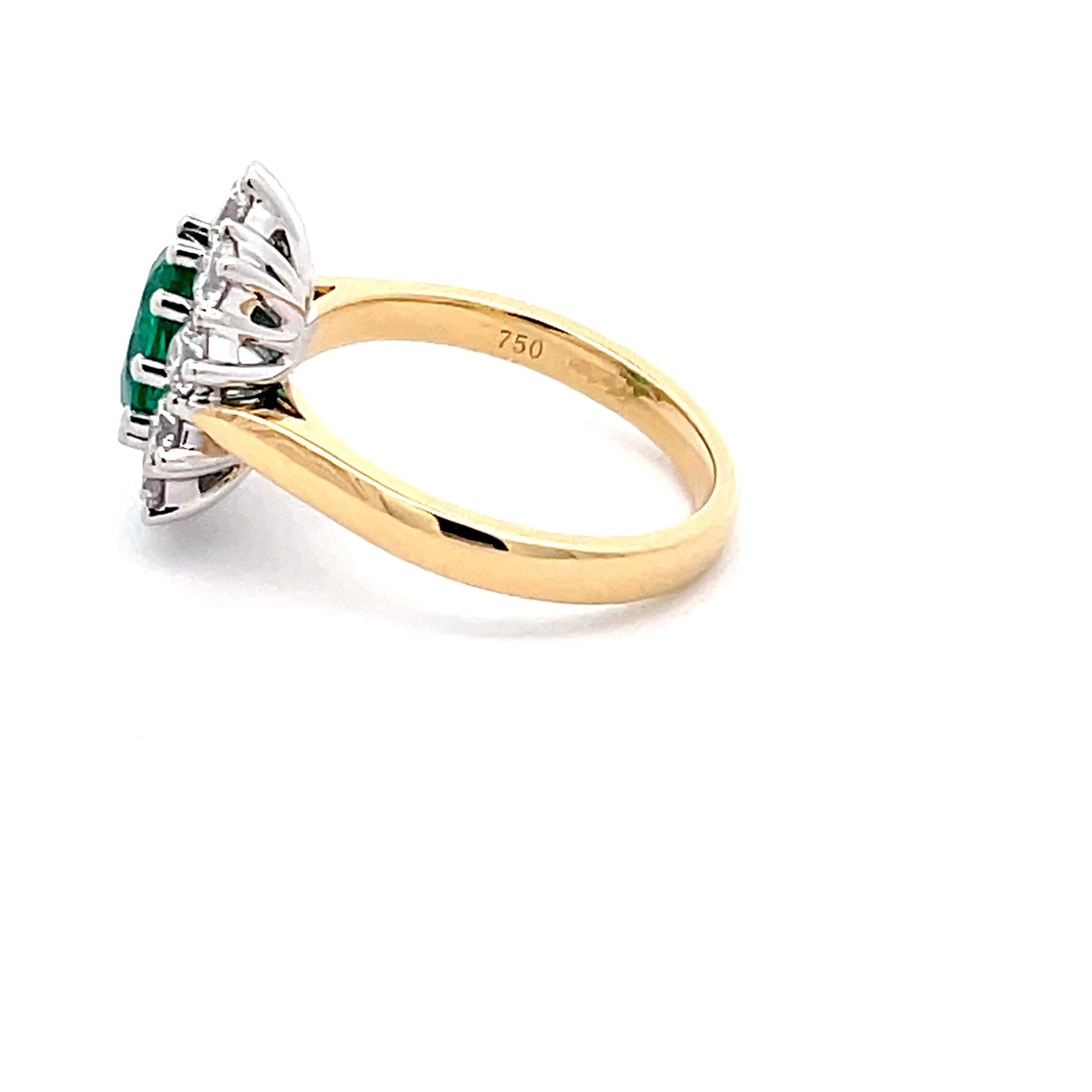 Emerald AND ROUND BRILLIANT CUT DIAMOND CLUSTER STYLE RING  Gardiner Brothers   