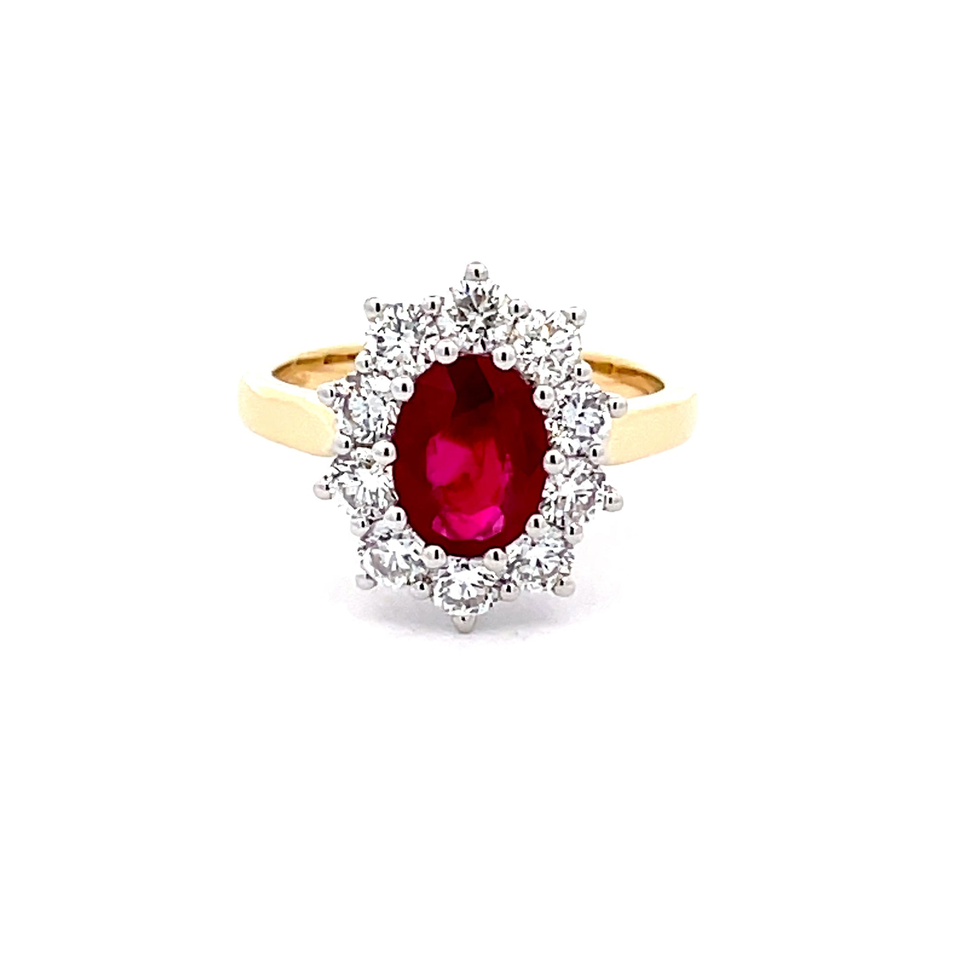 Ruby AND ROUND BRILLIANT CUT DIAMOND CLUSTER STYLE RING  Gardiner Brothers   