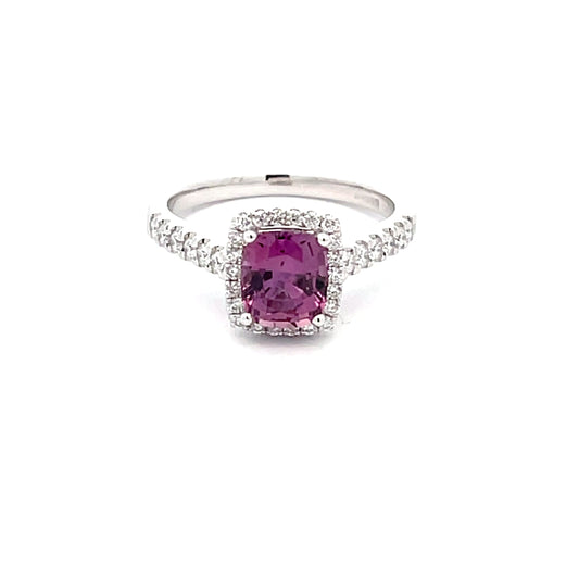 Purple Sapphire and Diamond Halo Style Ring  Gardiner Brothers   