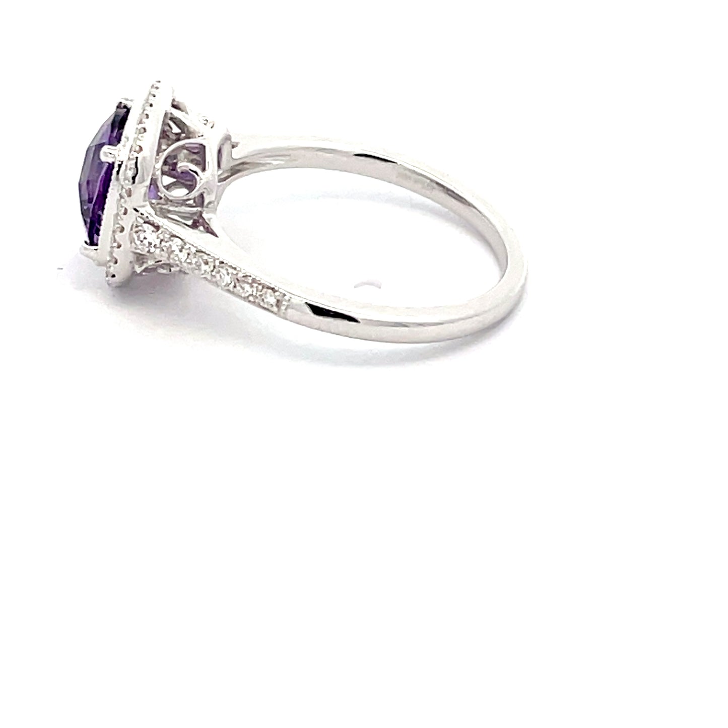 Amethyst and Diamond halo Style Ring  Gardiner Brothers   