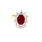 Oval Shaped Ruby and round brilliant Cut Diamond Cluster Ring  Gardiner Brothers   