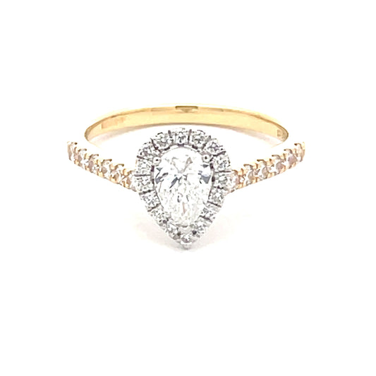 Pear shaped Aurora cut diamond halo style ring - 0.89cts  Gardiner Brothers   