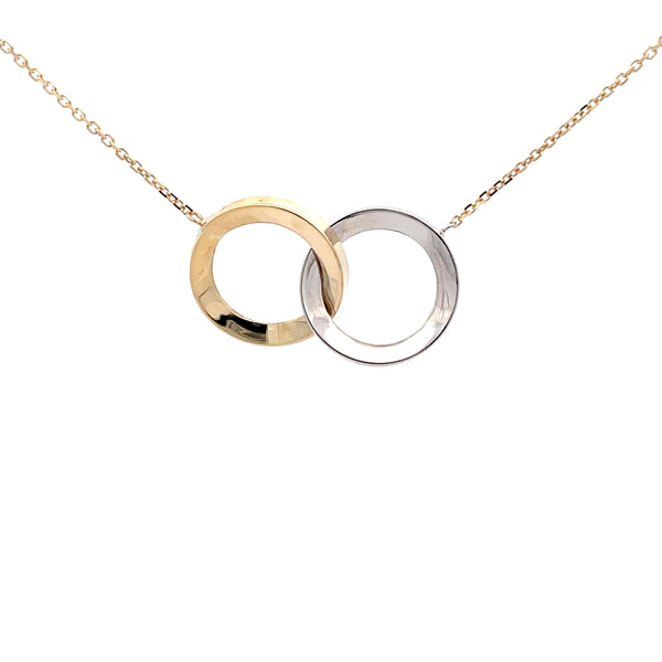 Amazon.com: 14k Solid Gold Interwined Circles Necklace for Women | Dainty Ring  Pendant Necklace | Double Rings Interlocking Circles Necklace | Link Pendant  Jewelry | Yellow, White Or Rose Gold | Handmade Gift : Handmade Products