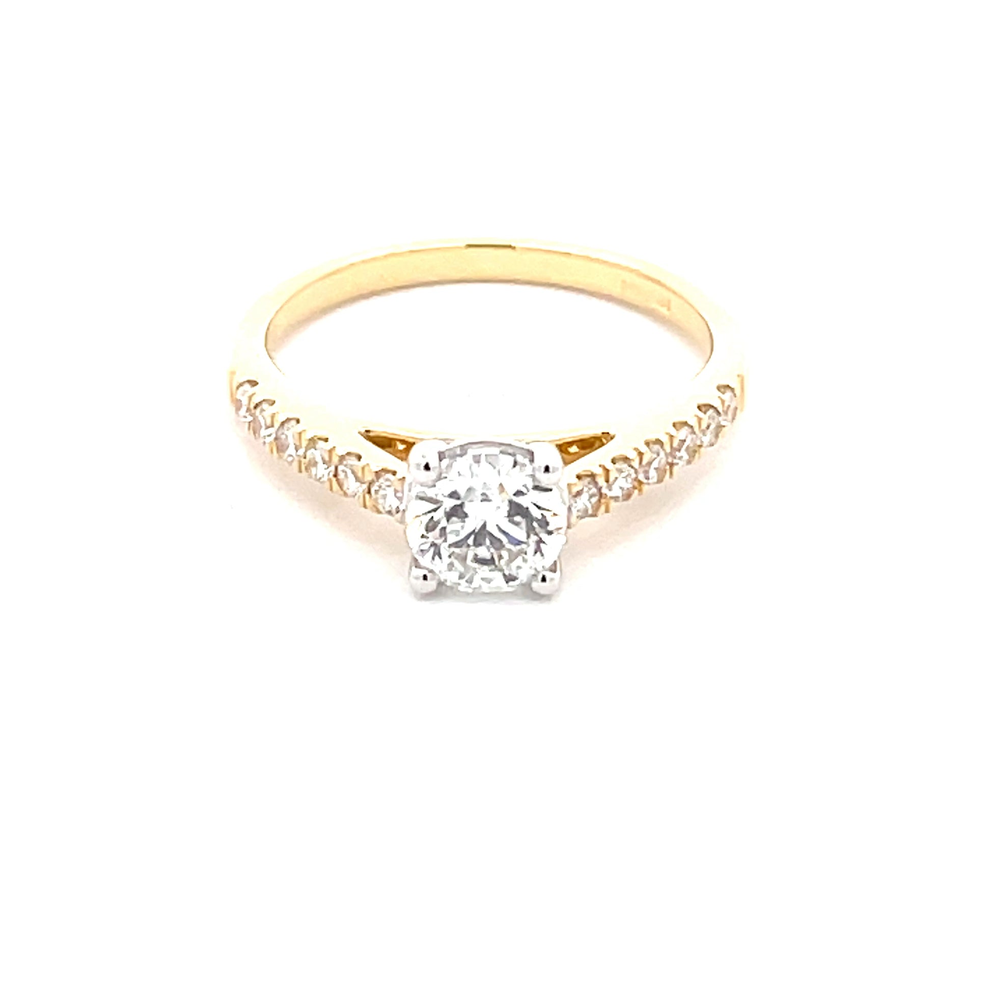 Round Brilliant Cut DIAMOND SOLITAIRE RING WITH DIAMOND SET SHOULDERS - 0.93CTS  Gardiner Brothers   