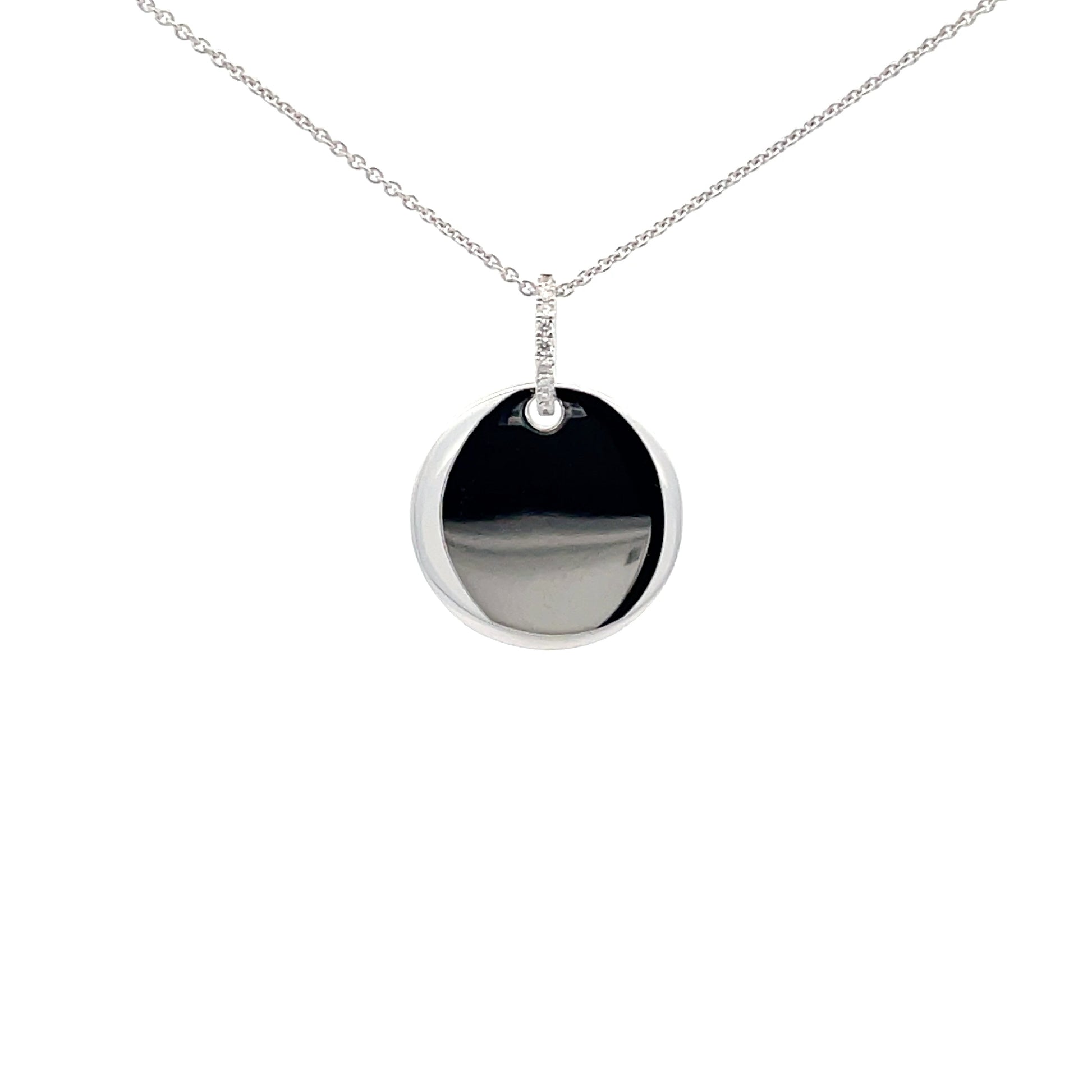 White Gold Disc Style Pendant  Gardiner Brothers   