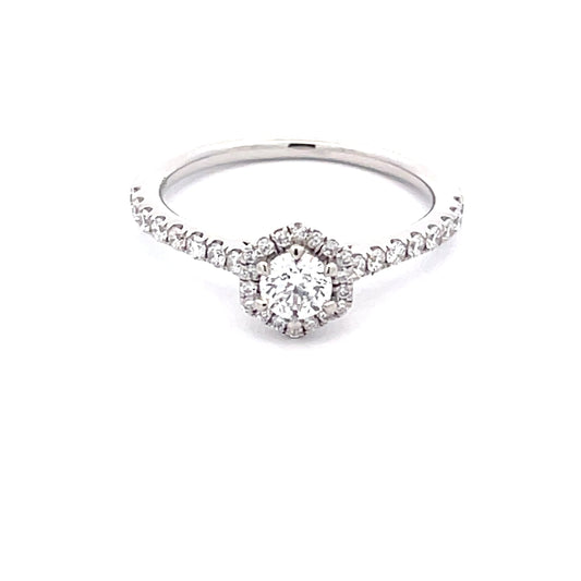 Round Brilliant Cut Diamond Halo Cluster Style Ring - 0.70cts  Gardiner Brothers   