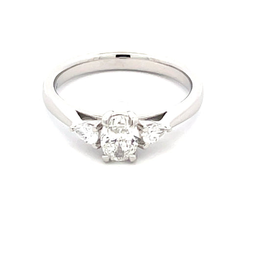 Oval and Pear Shaped Diamond 3 Stone Ring - 0.70cts  Gardiner Brothers   