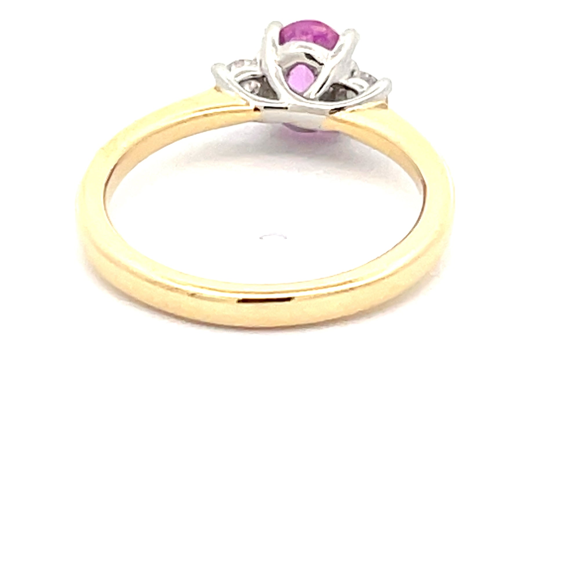 Pink Sapphire and Round Brilliant Cut Diamond 3 Stone Ring  Gardiner Brothers   