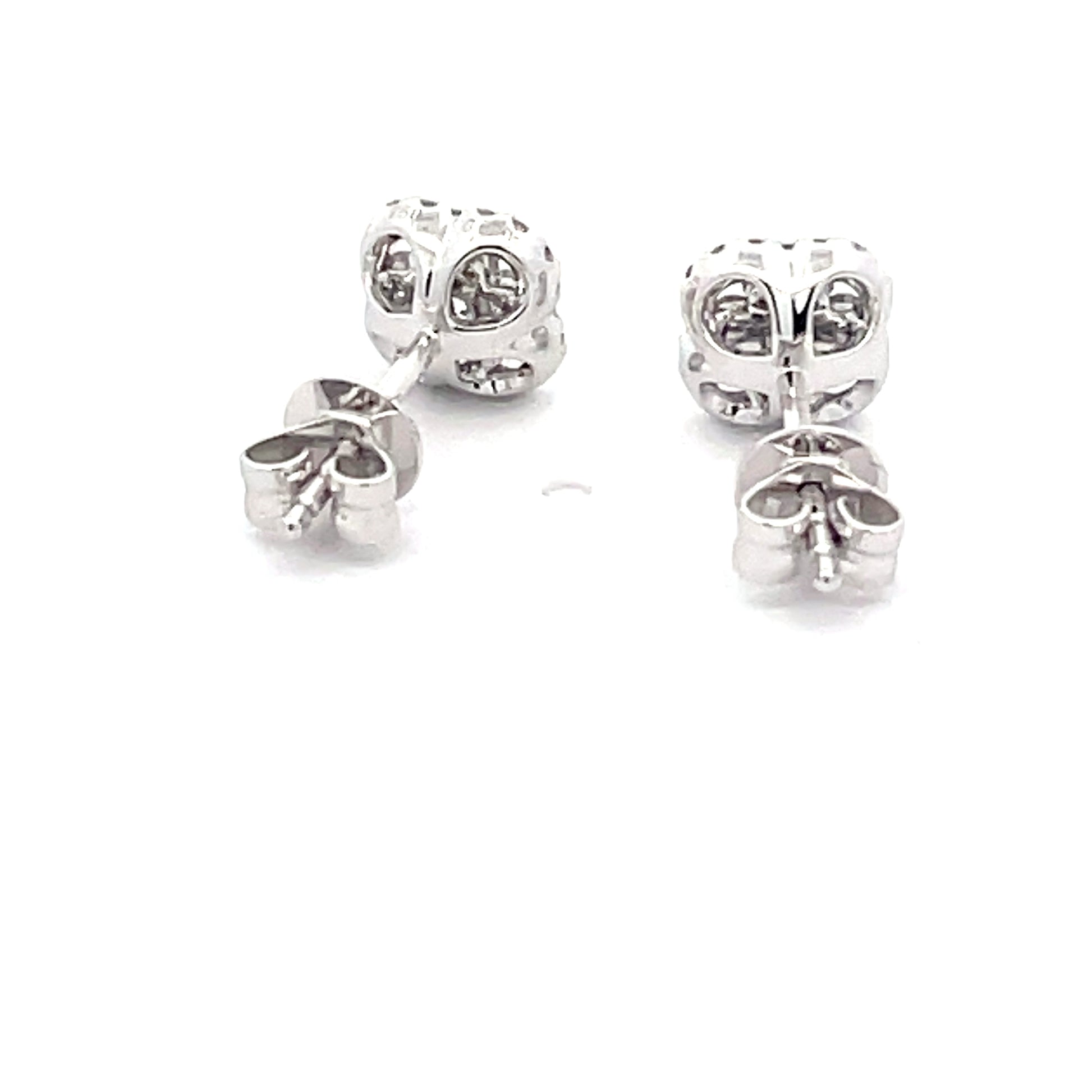 Round Brilliant Cut Diamond fancy Cluster Style earrings  Gardiner Brothers   