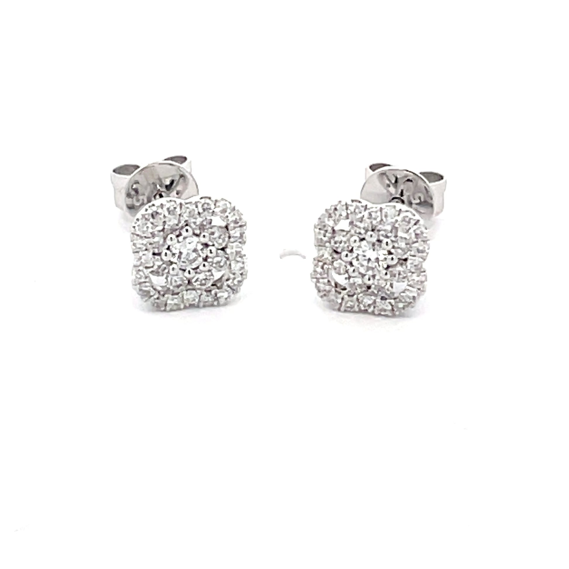 Round Brilliant Cut Diamond fancy Cluster Style earrings  Gardiner Brothers   