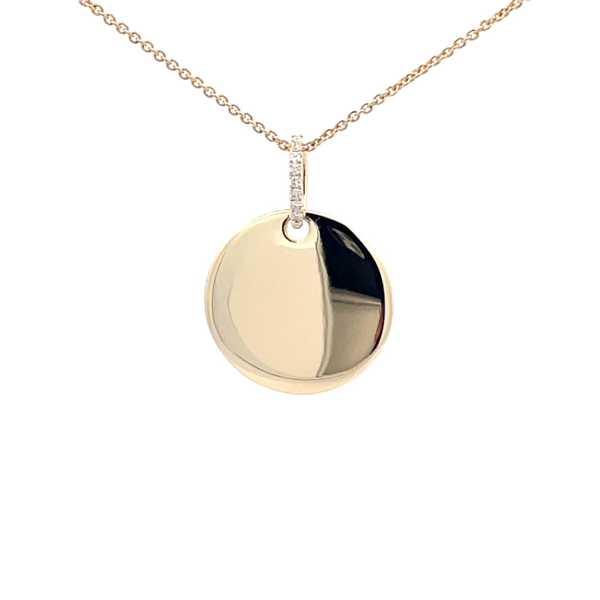 YELLOW GOLD DISC STYLE PENDANT  Gardiner Brothers   
