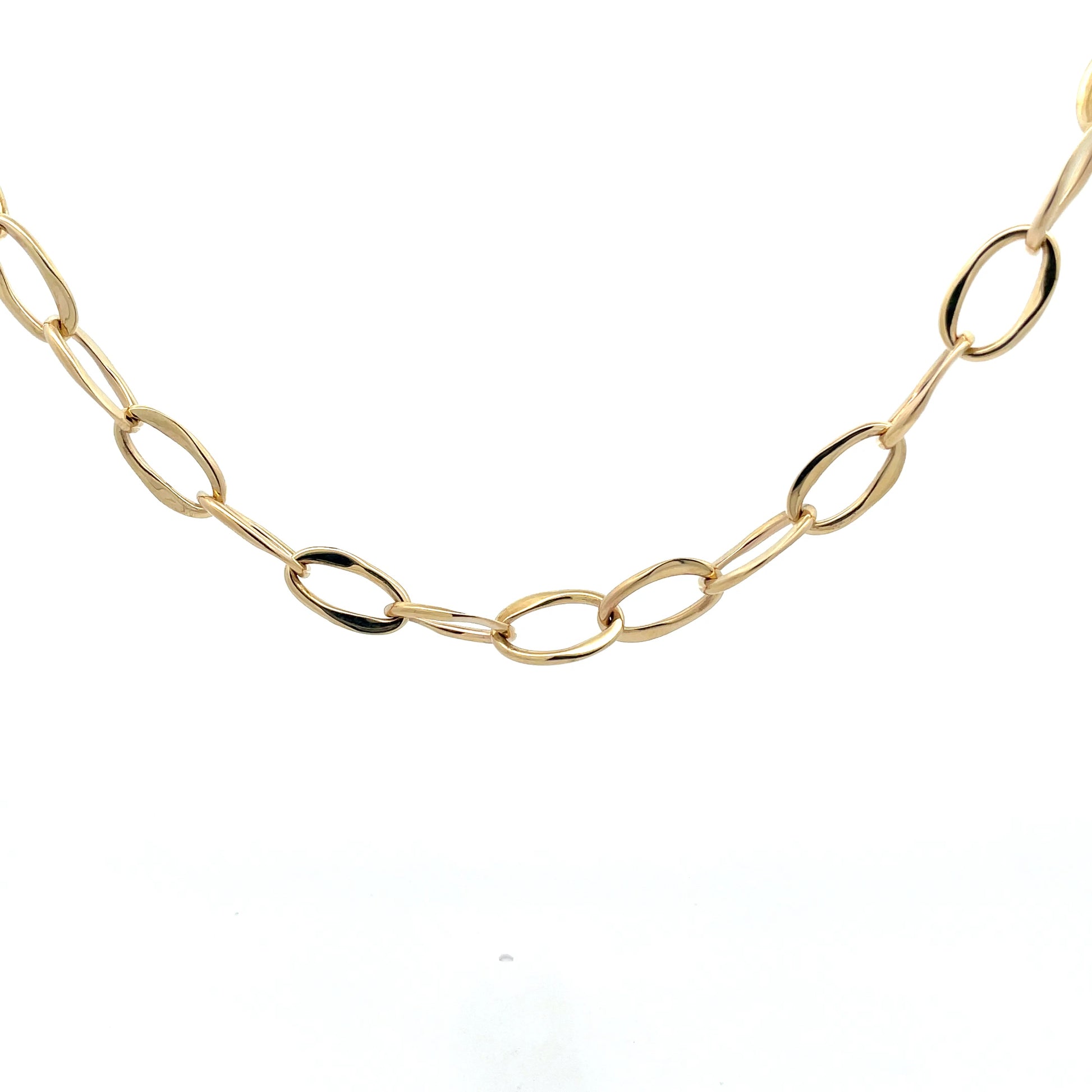 Yellow Gold Wavy Link Style Necklace  Gardiner Brothers   