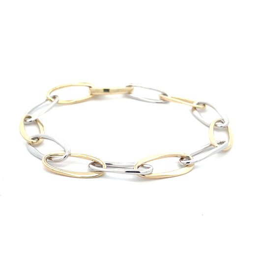Yellow and white Gold Wavy Link Style Bracelet  Gardiner Brothers   