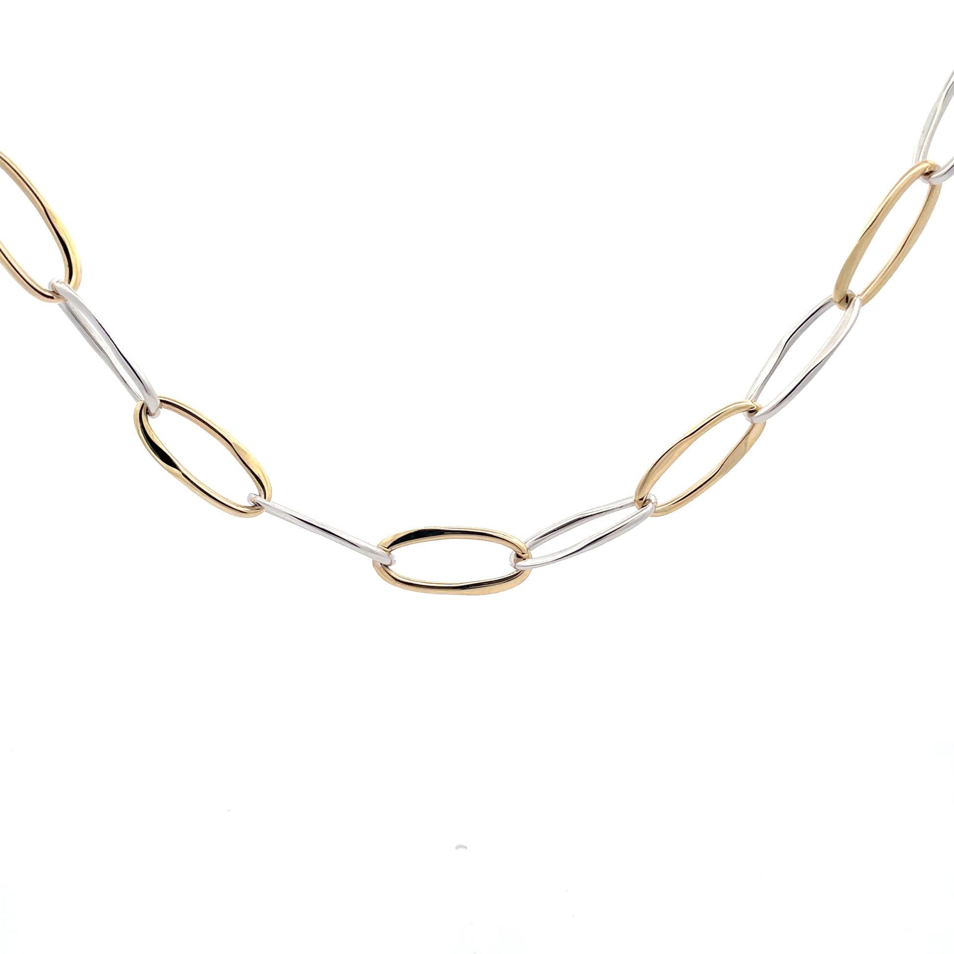 Yellow and white Gold Wavy Link Style Necklet  Gardiner Brothers   