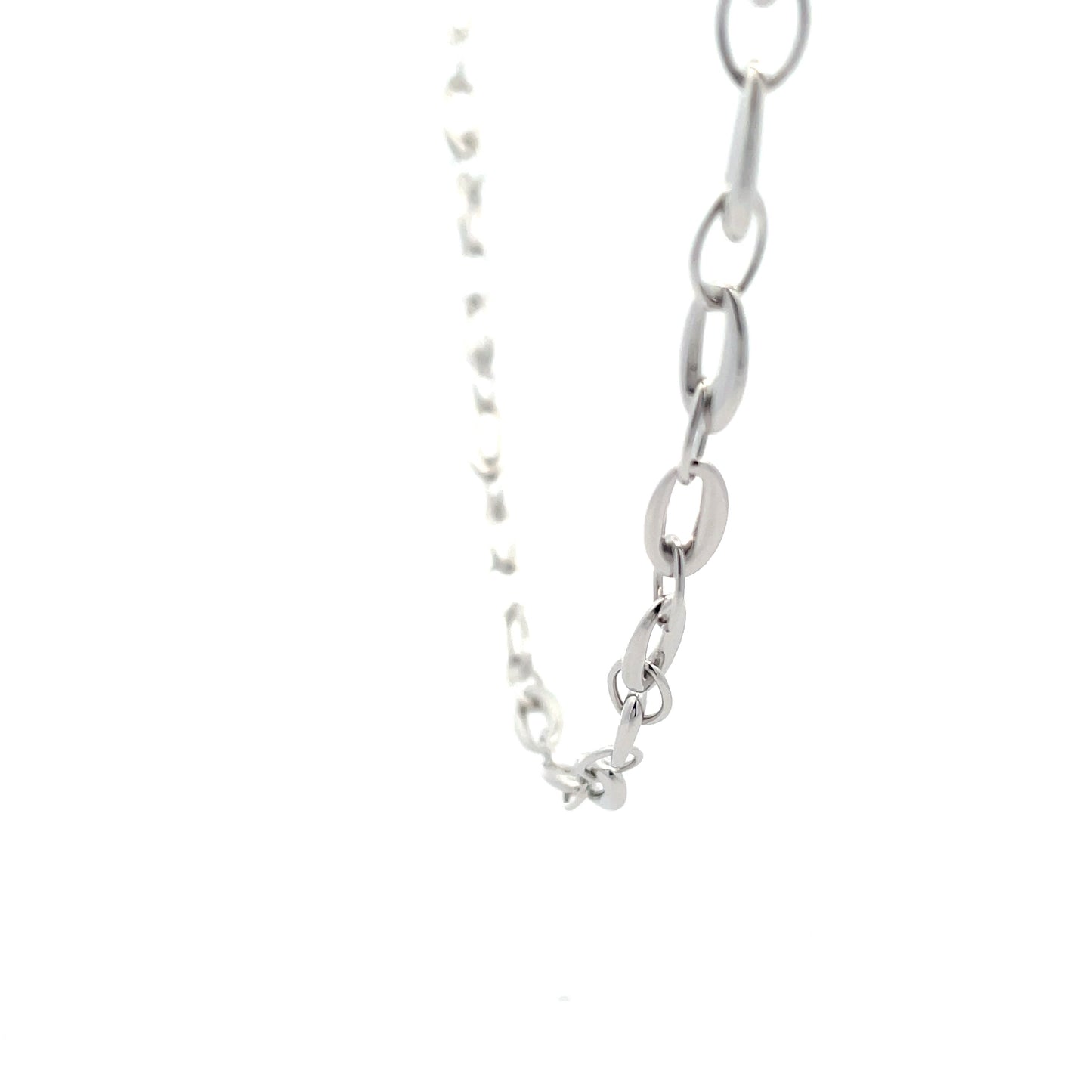 White Gold Oval Link Necklet  Gardiner Brothers   