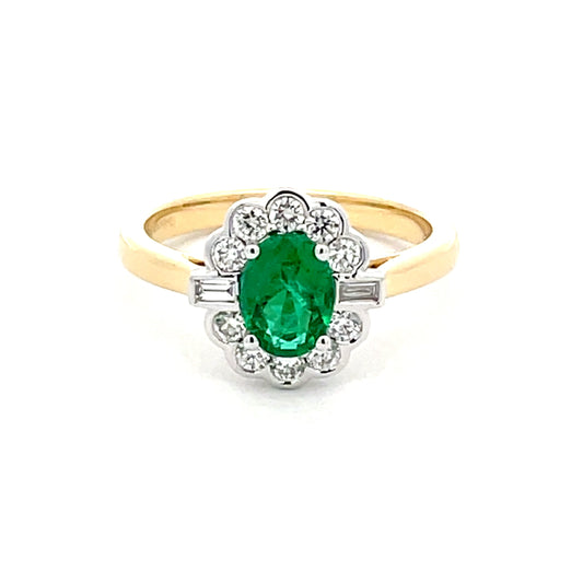 Emerald and Diamond Fancy Cluster Style Ring  Gardiner Brothers   