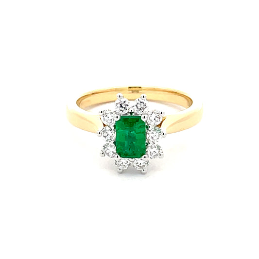 Emerald and Diamond Cluster Style Ring  Gardiner Brothers   