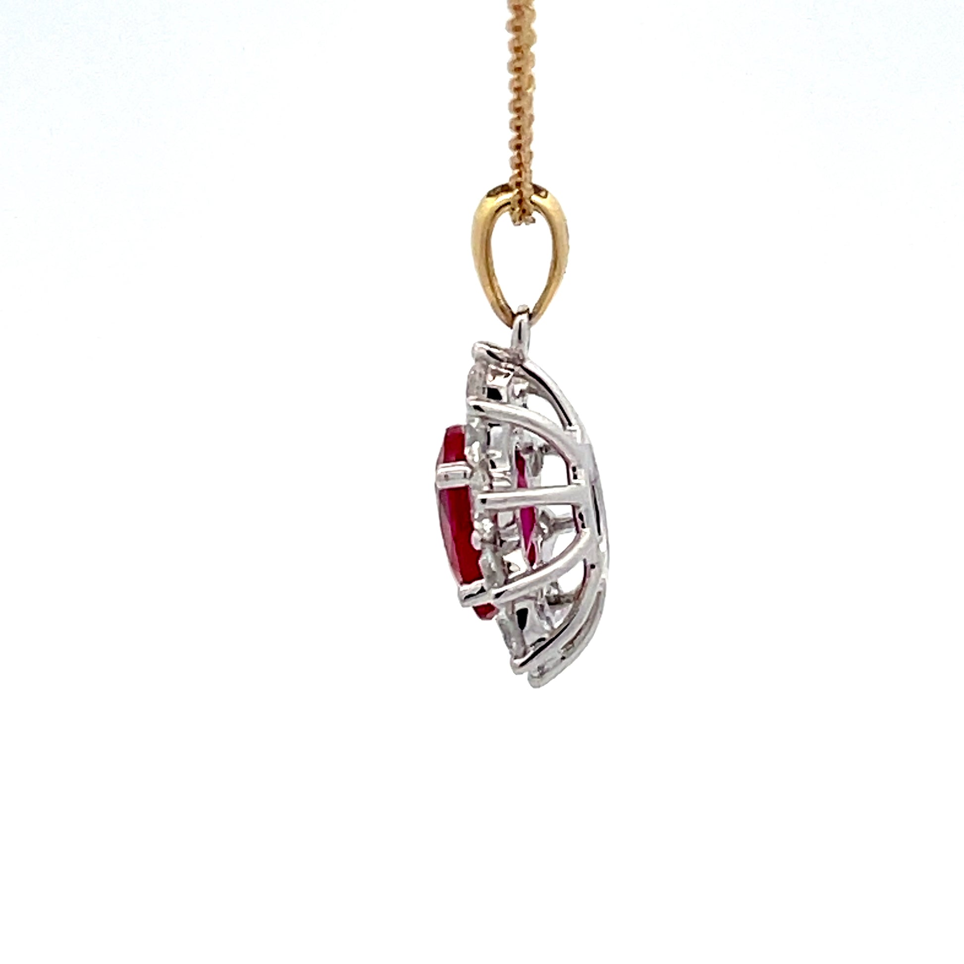 Ruby and Round Brilliant Cut Diamond Cluster Style Pendant  Gardiner Brothers   