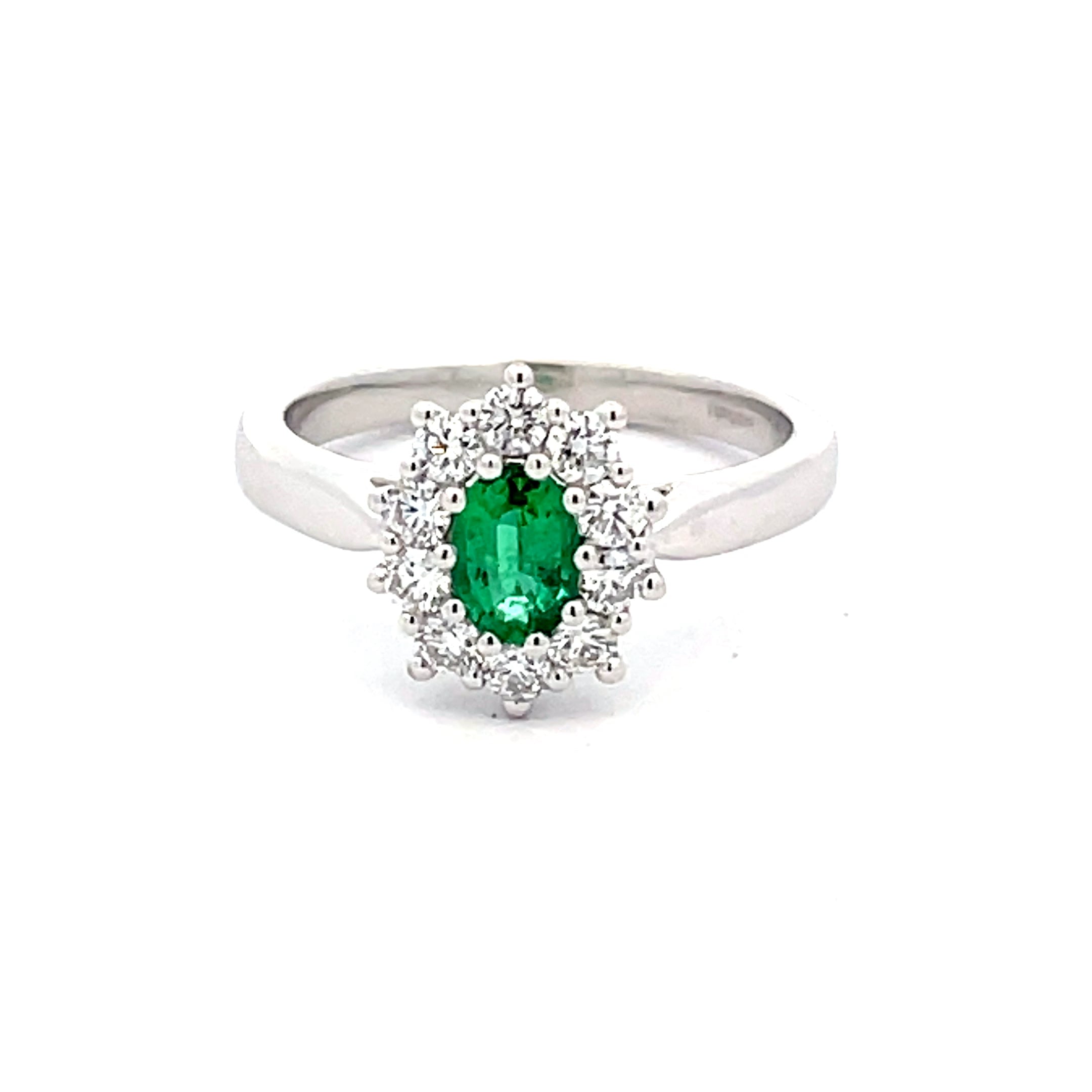 Emerald and round brilliant cut diamond cluster style ring – Gardiner ...