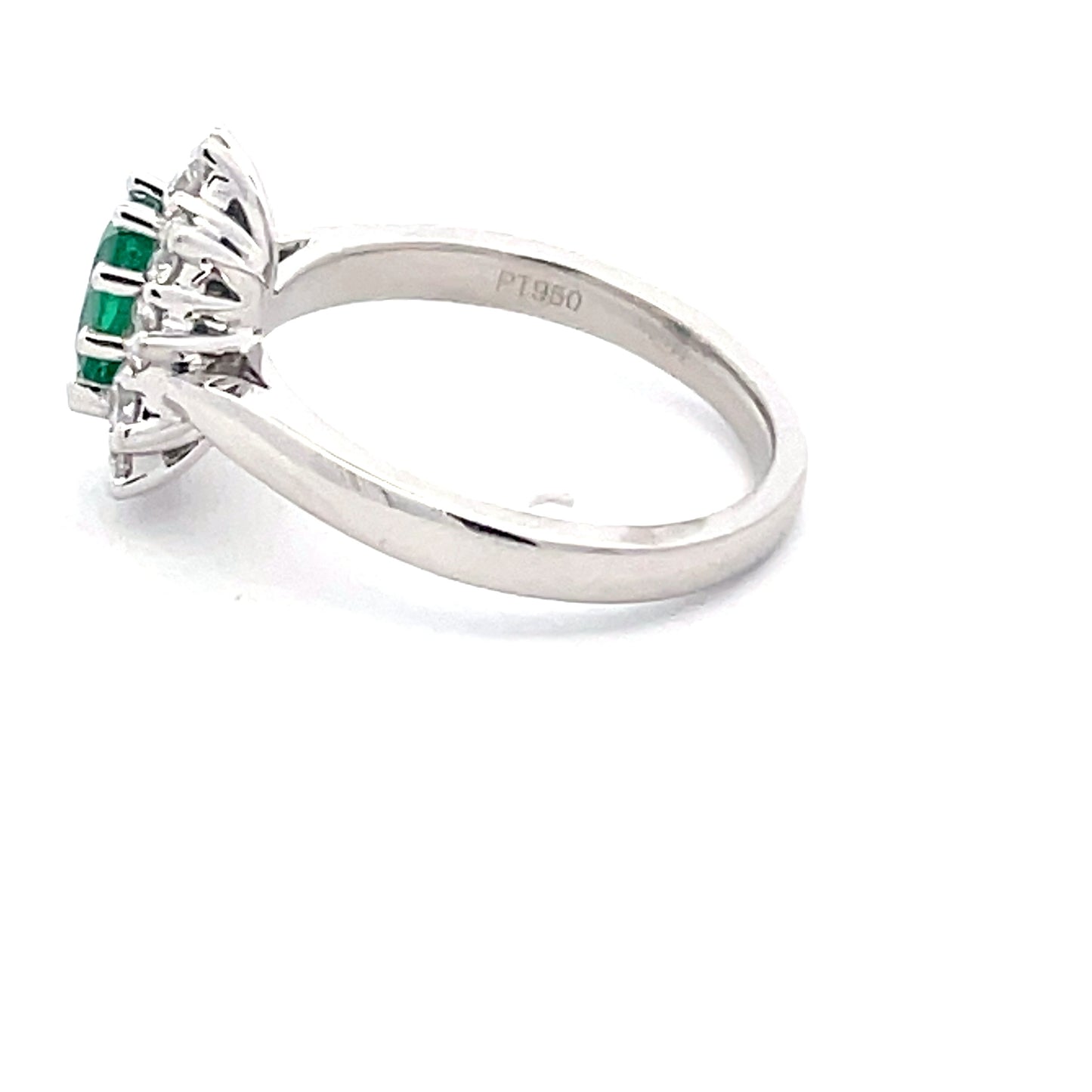 Emerald and round brilliant cut diamond cluster style ring  Gardiner Brothers   