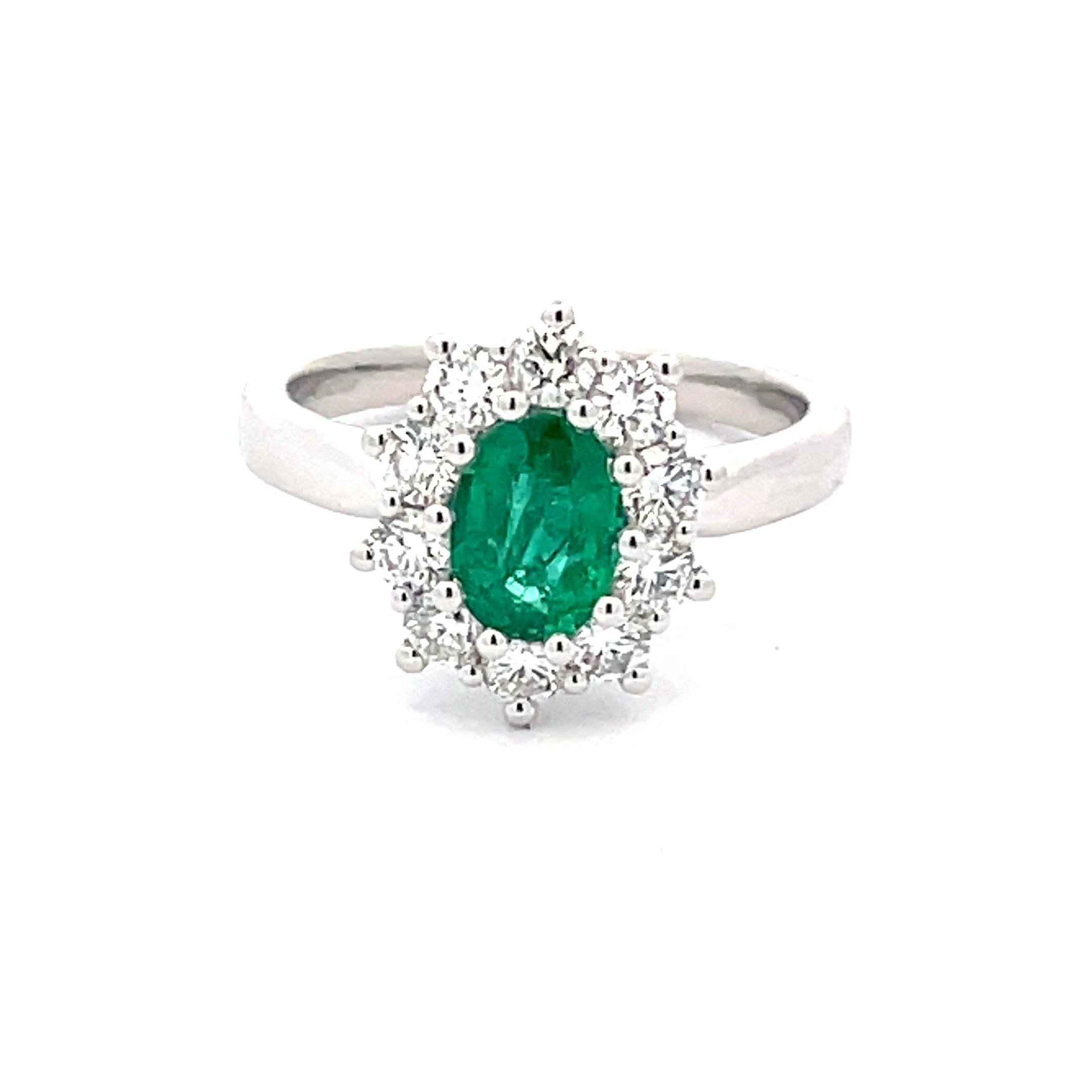 Emerald and round brilliant cut diamond cluster style ring – Gardiner ...
